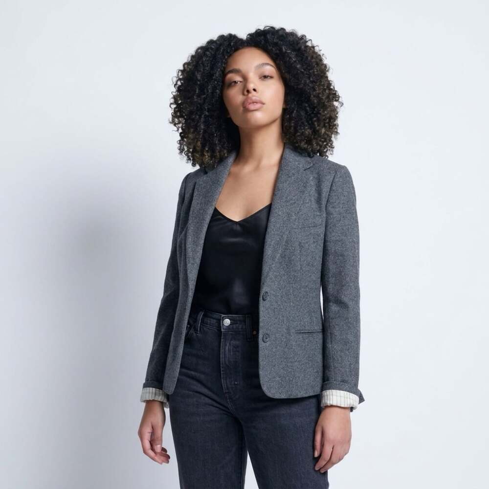 Ralph Lauren Women's Dark Gray Lambswool Cashmere Blazer Jacket Size 8